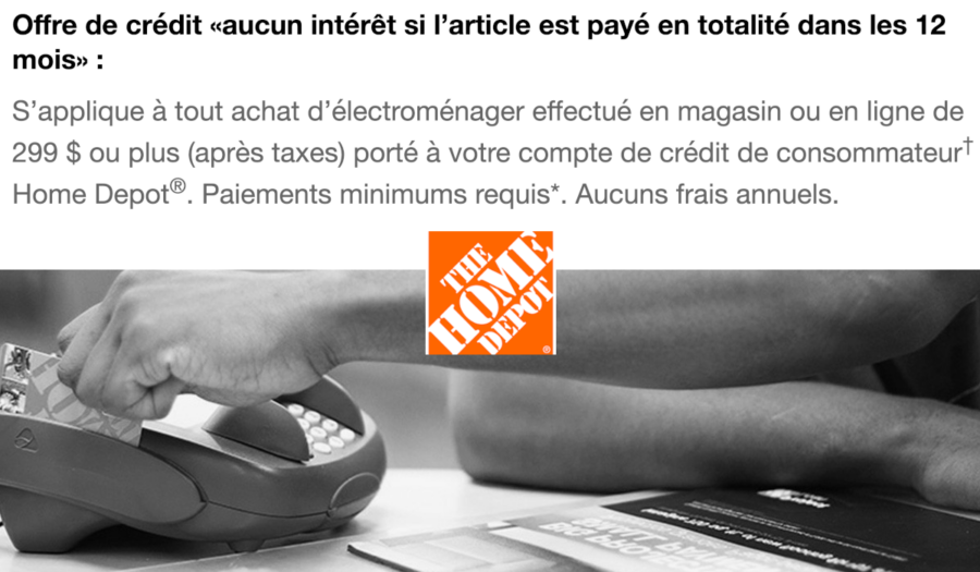 home depot financement sans intérêt